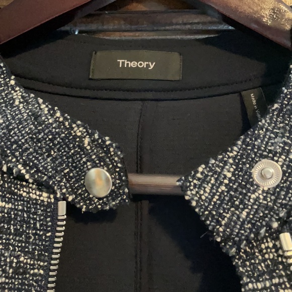 THEORY Navy Bavewick Branson Moto Jacket - SMALL - Picture 10 of 13